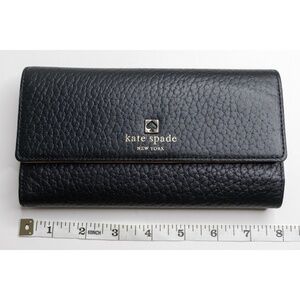 KATE SPADE Black Leather Wallet Rectangle Trifold